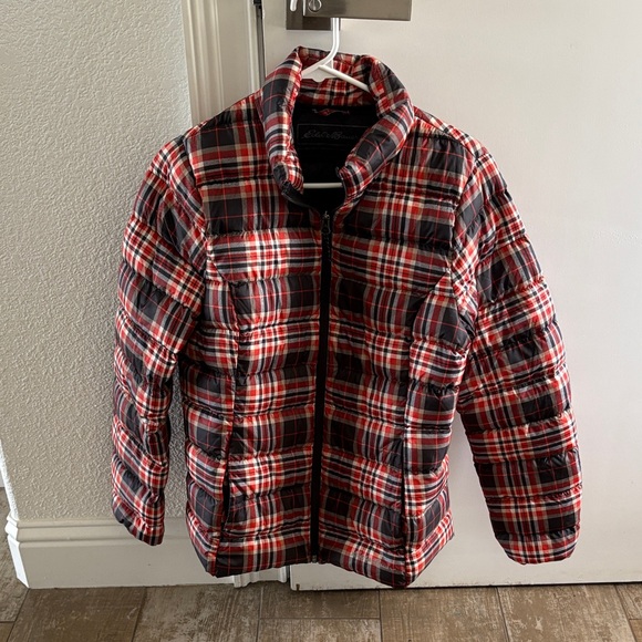 Eddie Bauer Jackets & Blazers - Eddie Bauer Red/Dark Orange and Black Plaid Jacket